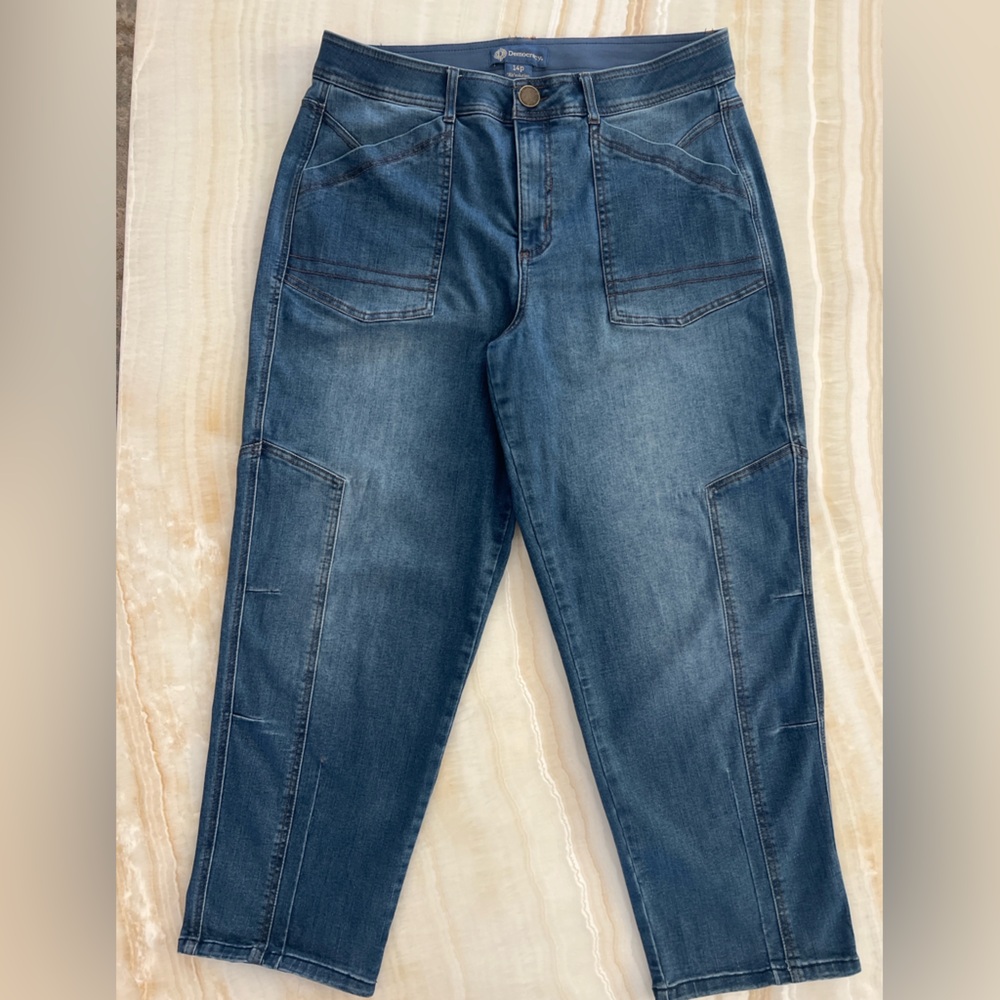 Barrel Jean Democracy Ab Solution 14Petite Crop Darted Utility Denim